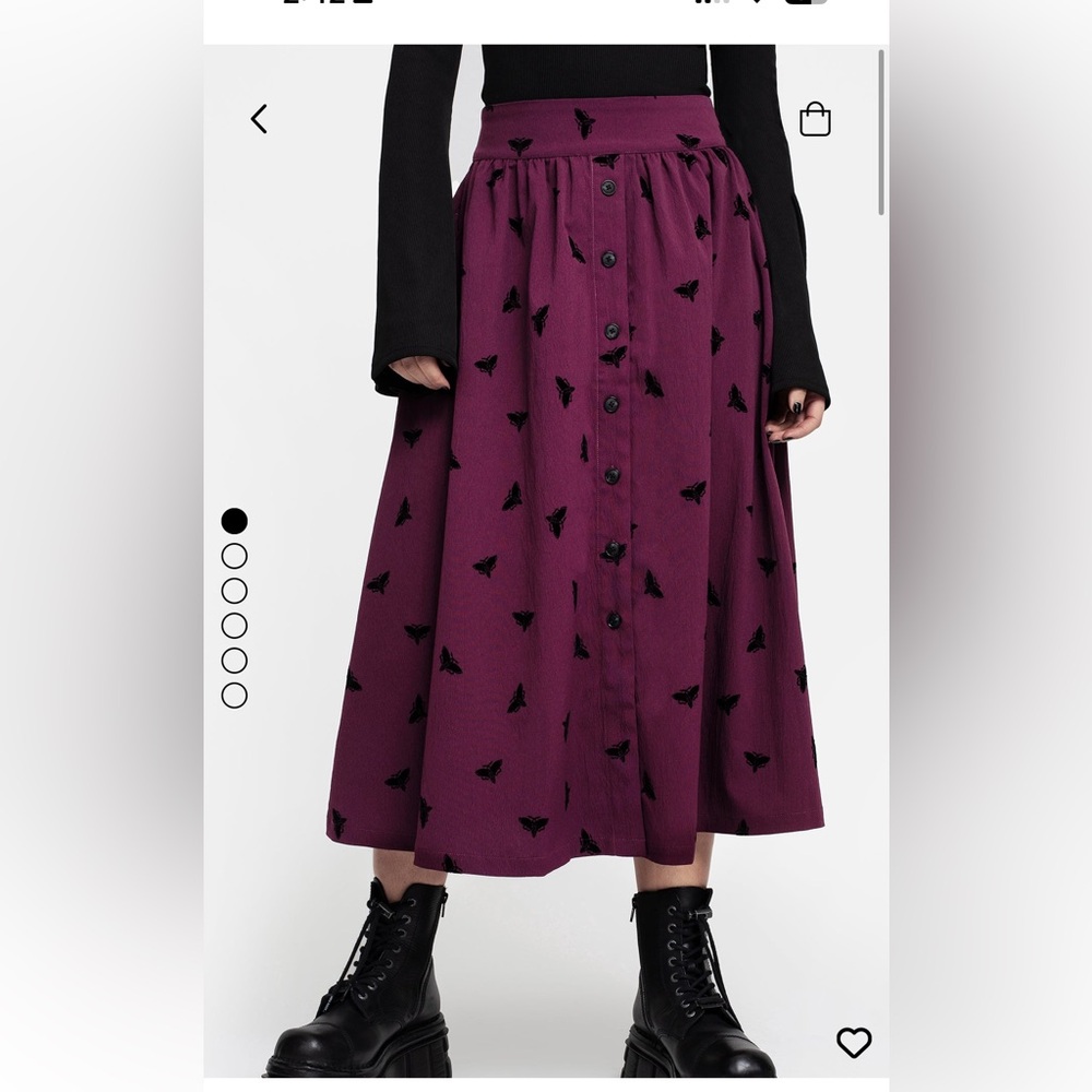 Disturbia -Styx Moth Flocked Velour print midi skirt